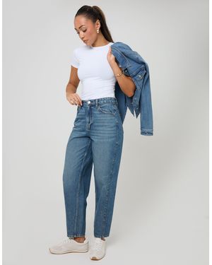 Threadbare Petite Barrel Leg Jeans - Blue