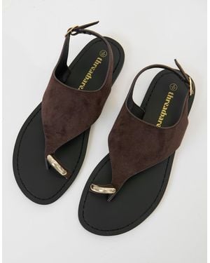 Threadbare T-Strap Toe Loop Sandals - Black