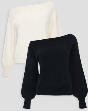 Threadbare 2 Pack Soft Slash Neck Jumpers - Black