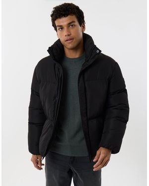 Threadbare Showerproof Funnel Neck Puffer Coat - Black
