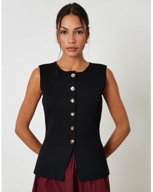 Threadbare Ribbed Knitted Waistcoat - Black
