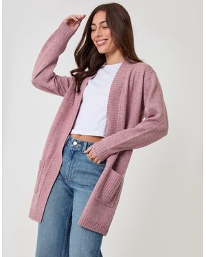 Threadbare Longline Knitted Open Cardigan - Red