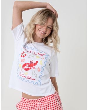 Threadbare Amalfi Coast Print Pyjama Set - White