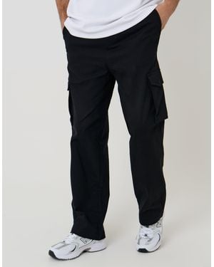 Threadbare Baggy Fit Stretch Cotton Cargo Trousers - Blue