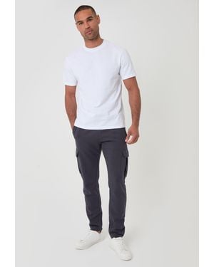 Threadbare Cotton Rich Cargo Joggers - White