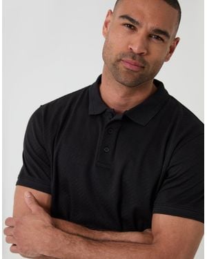 Threadbare Textured Cotton Polo Shirt - Black