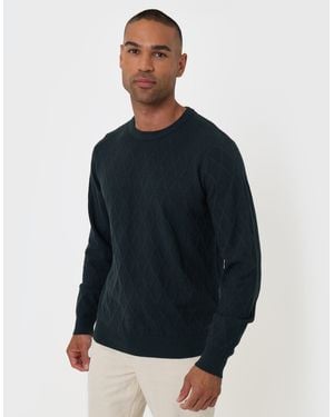 Threadbare Diamond Textured Crew Neck Jumper - Blue