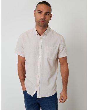 Threadbare Short Sleeve Linen Blend Shirt - White
