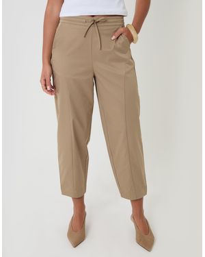 Threadbare Petite Curved Seam Barrel Leg Trousers - Natural