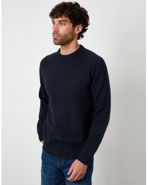 Threadbare Raglan Rib Knitted Crew Neck Jumper - Blue