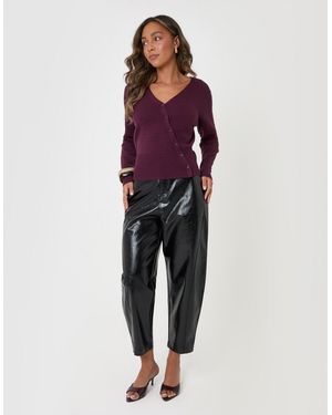 Threadbare Faux Leather Barrel Leg Trousers - Red