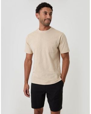 Threadbare Regular Fit Linen Blend Shorts With Belt - Natural