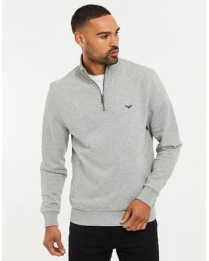 Threadbare The Essential Cotton Rich Quarter Zip Sweatshirt - Grey