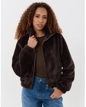 Threadbare Faux Fur Bomber Jacket - Blue