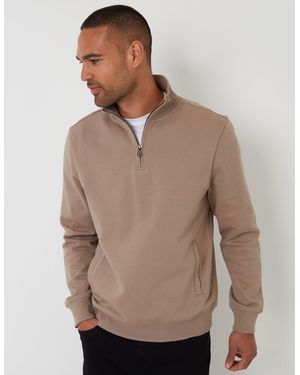 Threadbare Quarter Zip Sweatshirt - Natural