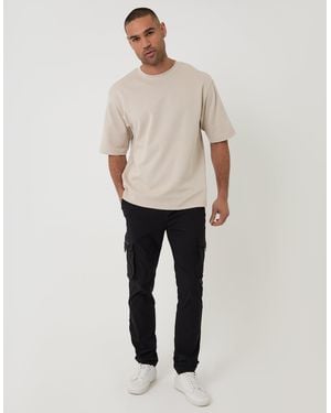 Threadbare Slim Fit Stretch Cargo Trousers - Black
