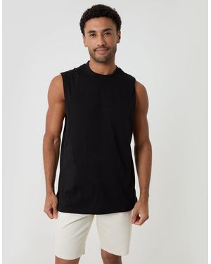 Threadbare Relaxed Fit Cotton Crew Neck Vest - Black