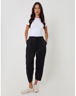 Threadbare Princess Seam Barrel Leg Trousers - Black