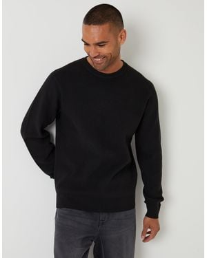 Threadbare Rib Knit Crew Neck Jumper - Black