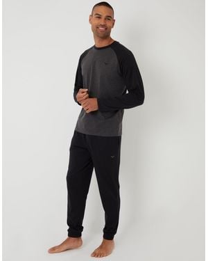 Threadbare Raglan Sleeve Pyjama Set - Black