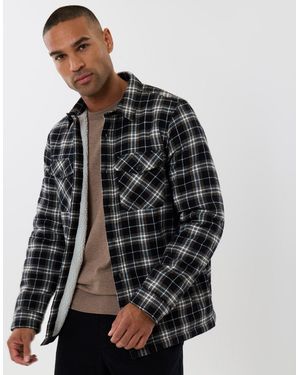 Threadbare Cotton Flannel Sherpa Lined Shacket - Black