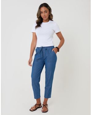 Threadbare Drawstring Waist Barrel Leg Jeans - Blue