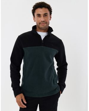 Threadbare Colourblock Quarter Zip Micro Fleece - Blue