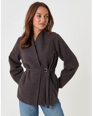 Threadbare Faux Wool Cocoon Blazer - Blue