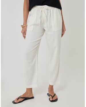 Threadbare Linen Blend Drawstring Trousers - White
