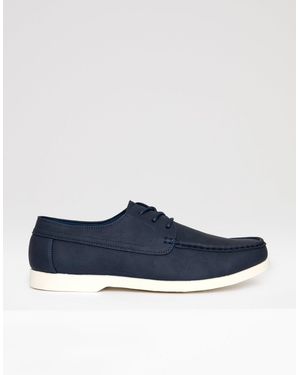 Threadbare Faux Suede Boat Shoes - Blue