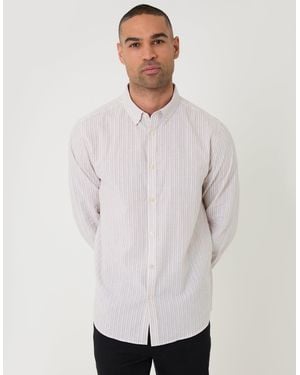 Threadbare Linen Cotton Blend Long Sleeve Shirt - White