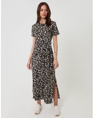 Threadbare Tie Front Side Split Cotton Jersey Midi Dress - White