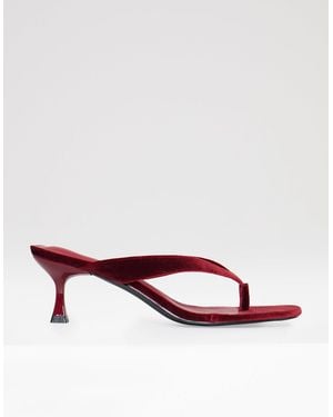 Threadbare Velvet Toe Post Kitten Heels - Brown
