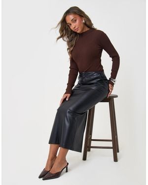Threadbare Faux Leather Maxi Skirt - White