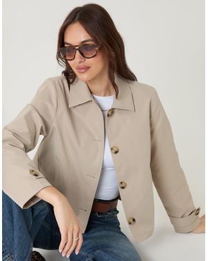 Threadbare Cropped Collared Trench Coat - Natural
