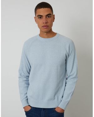 Threadbare Raglan Knitted Crew Neck Jumper - Blue