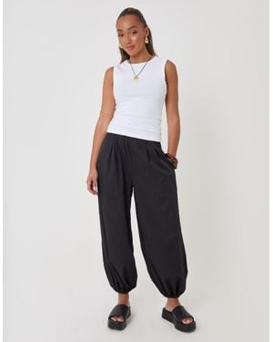 Threadbare Balloon Trousers With Pockets - White