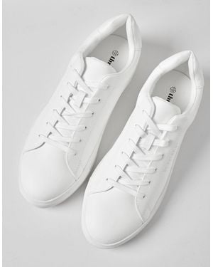 Threadbare Pu Court Trainers - White