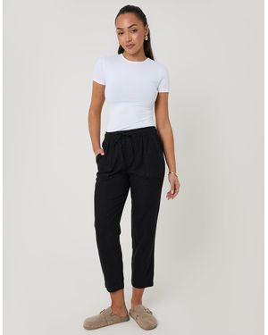 Threadbare Petite Linen Blend Drawstring Trousers - White