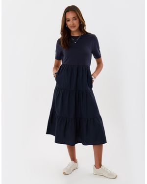 Threadbare Tiered Midaxi Dress - Blue