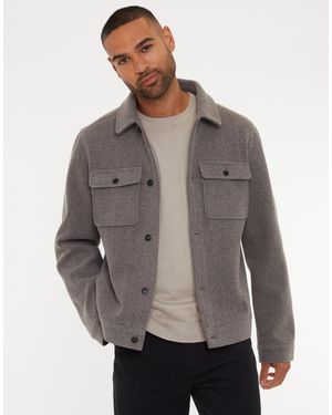 Threadbare Brushed Button Up Shacket - Grey