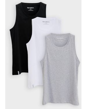 Threadbare 3 Pack Assorted Cotton Crew Neck Vests - Multicolour