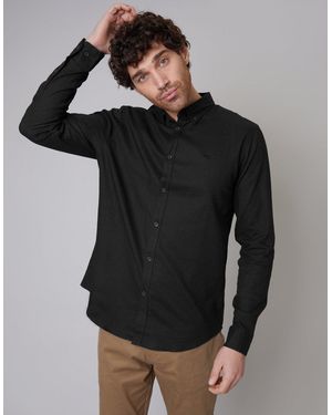 Threadbare Long Sleeve Linen Blend Shirt - Black