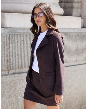 Threadbare Faux Suede Blazer - Purple