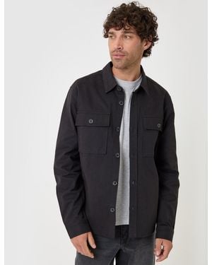 Threadbare Curved Hem Cotton Shacket - Black