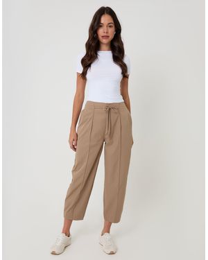 Threadbare Princess Seam Barrel Leg Trousers - Natural