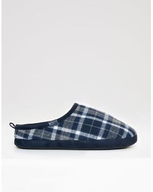 Threadbare Faux Fur Lined Mule Slippers - Blue
