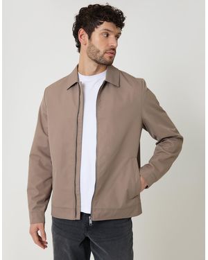 Threadbare Showerproof Lightweight Collared Zip Through Jacket - Natural