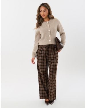 Threadbare Wide Leg Tie Belt Trousers - Natural
