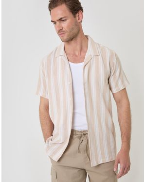 Threadbare Knitted Cotton Blend Short Sleeve Shirt - White